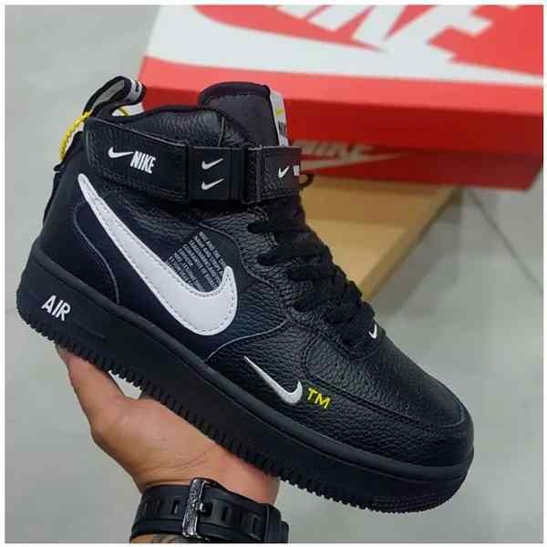 Boot Nike Masculina Air Force Cano Alto Bota Preta e Branca