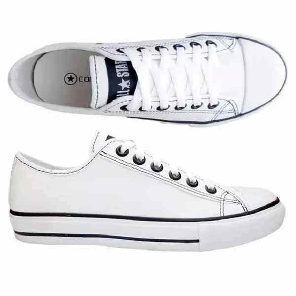 tenis all star couro branco feminino