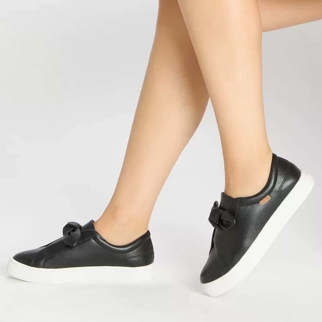 slip on preto laço