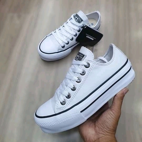 all star plataforma couro