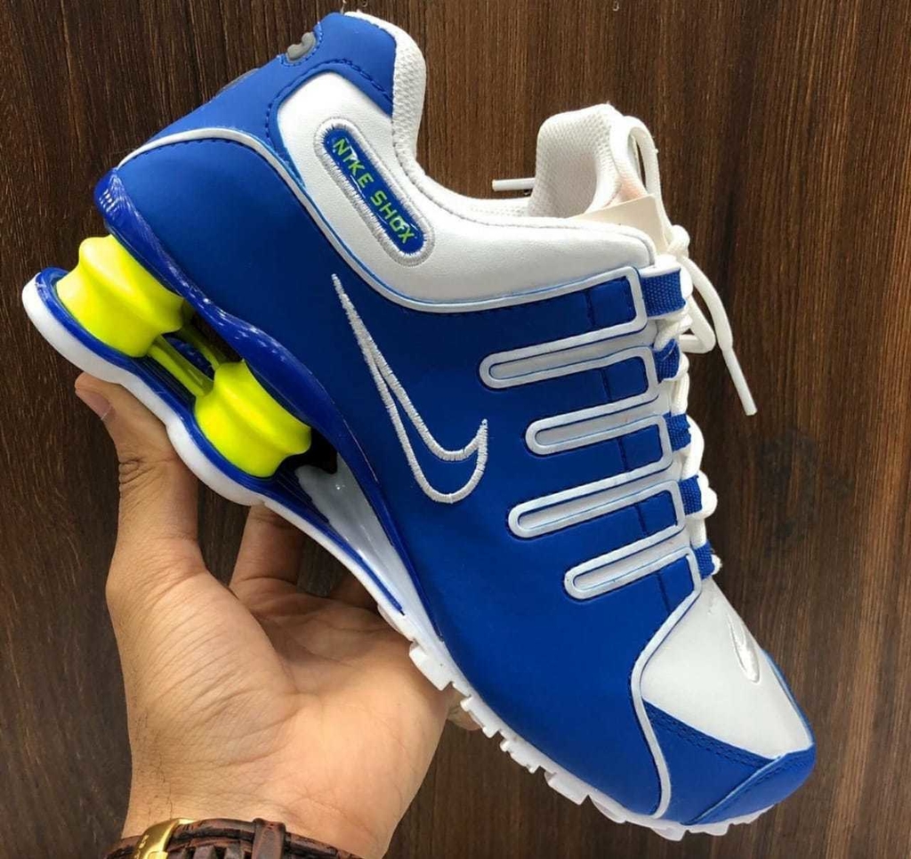 nike shox nz prata e amarelo