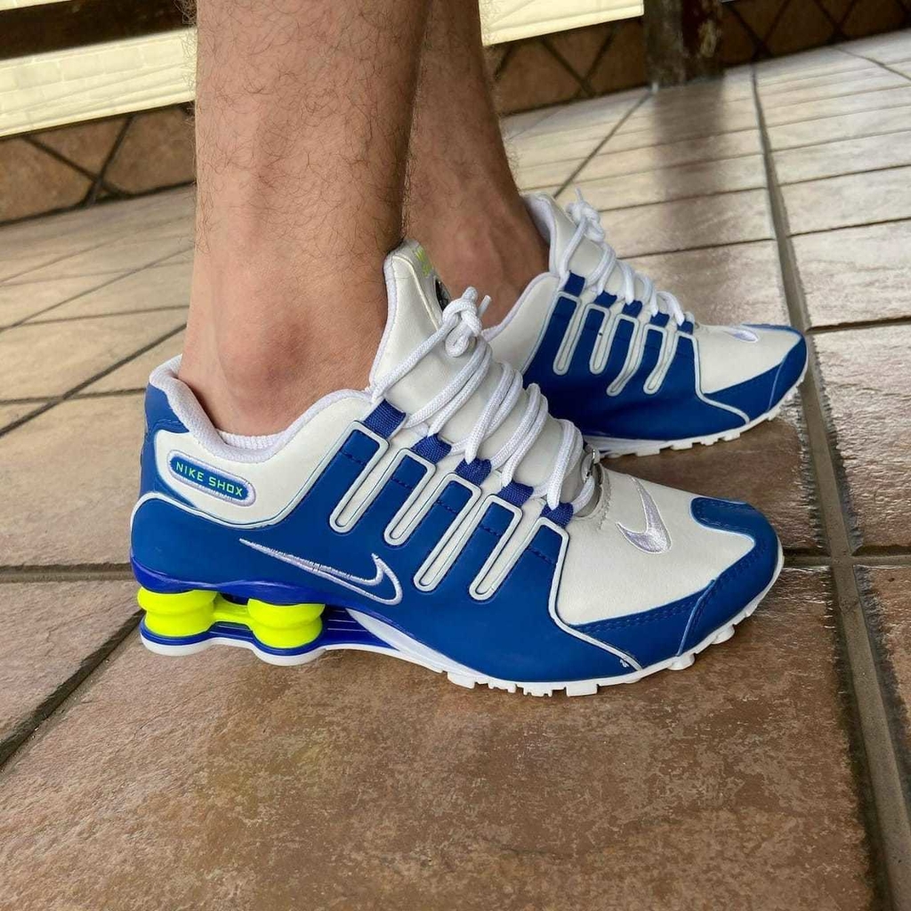 nike shox nz prata e amarelo