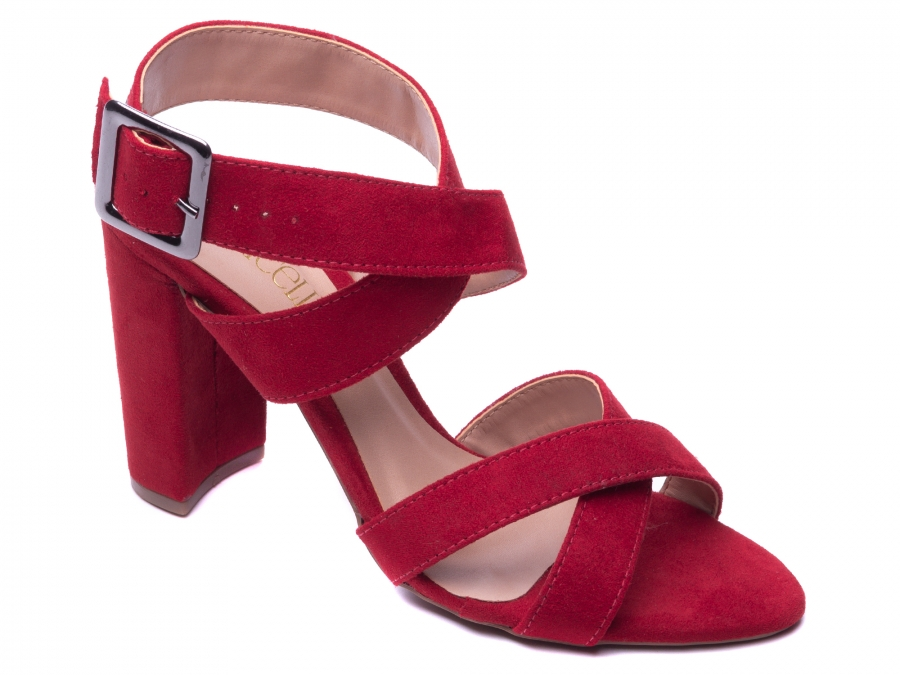 sandalia camurça vermelha