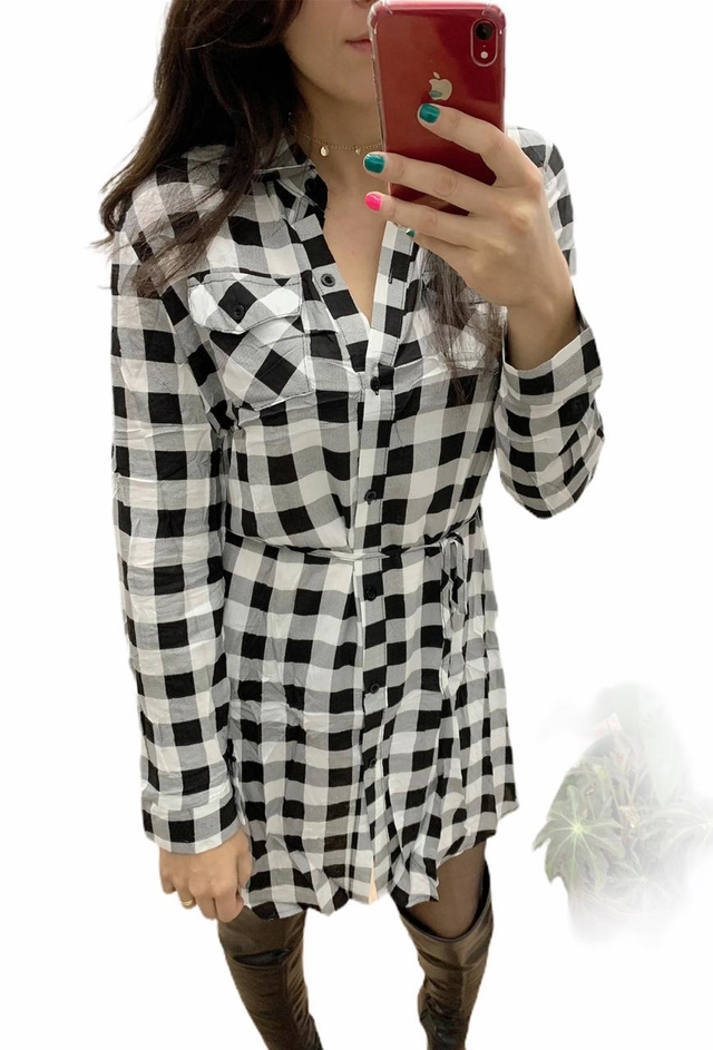 chemise xadrez preto e branco