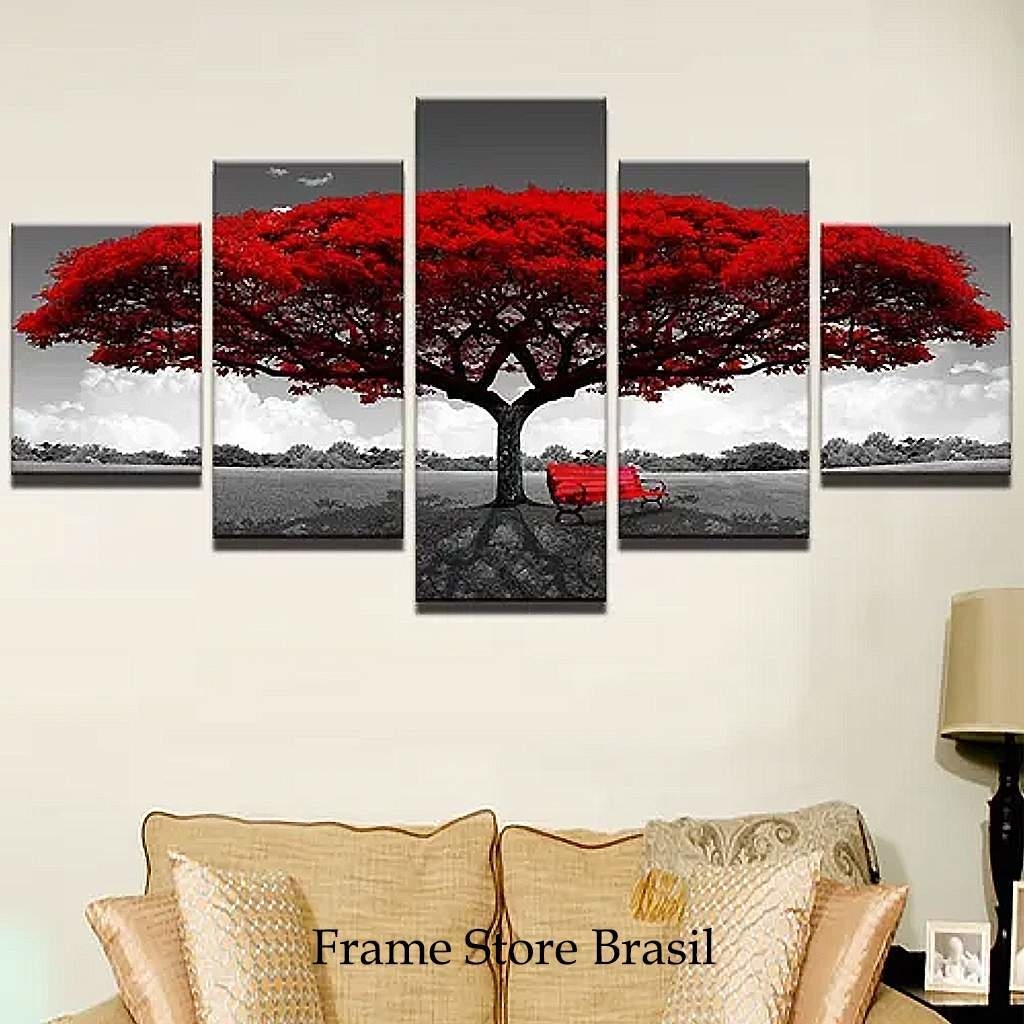 Quadros Decorativos Mosaico Arvore Vermelha Mdf 128x60 Frete Ra Quadro decorativo para deixar o ambiente ornamentado e bem aconchegante. brl
