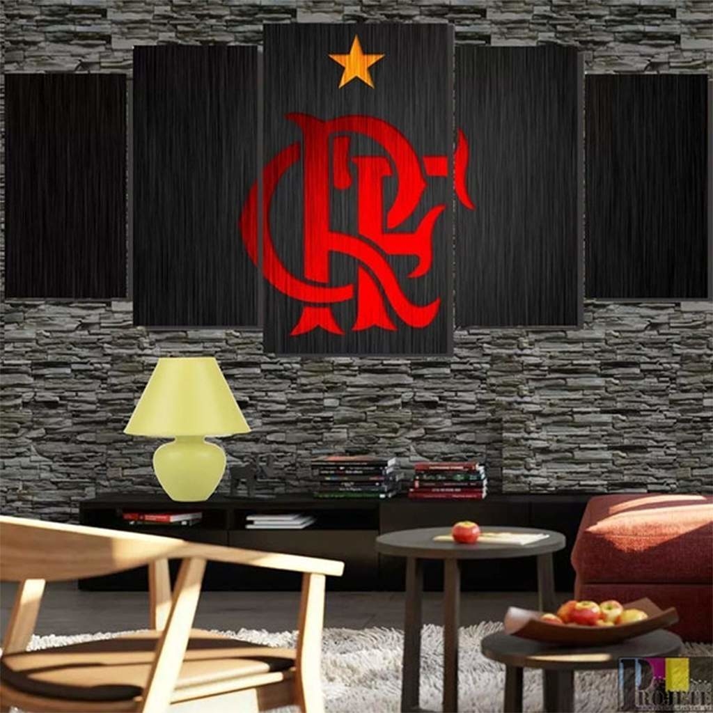 Quadro Flamengo Mosaico 5 Pecas Grande