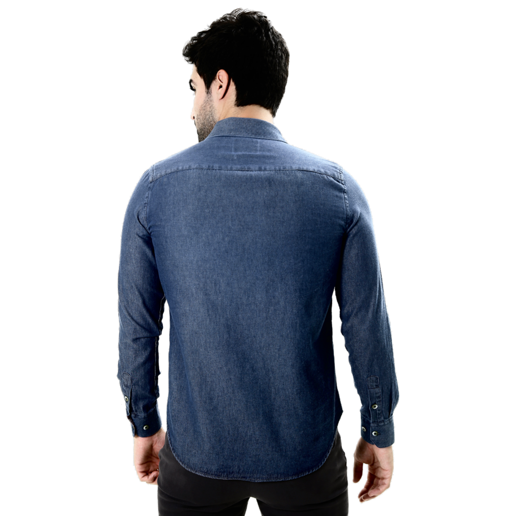 camisa jeans azul escuro