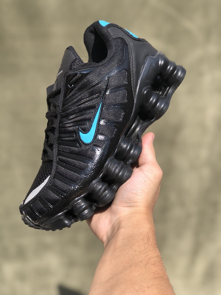 nike shox azul e preto