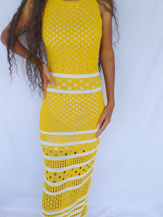 vestido de trico amarelo
