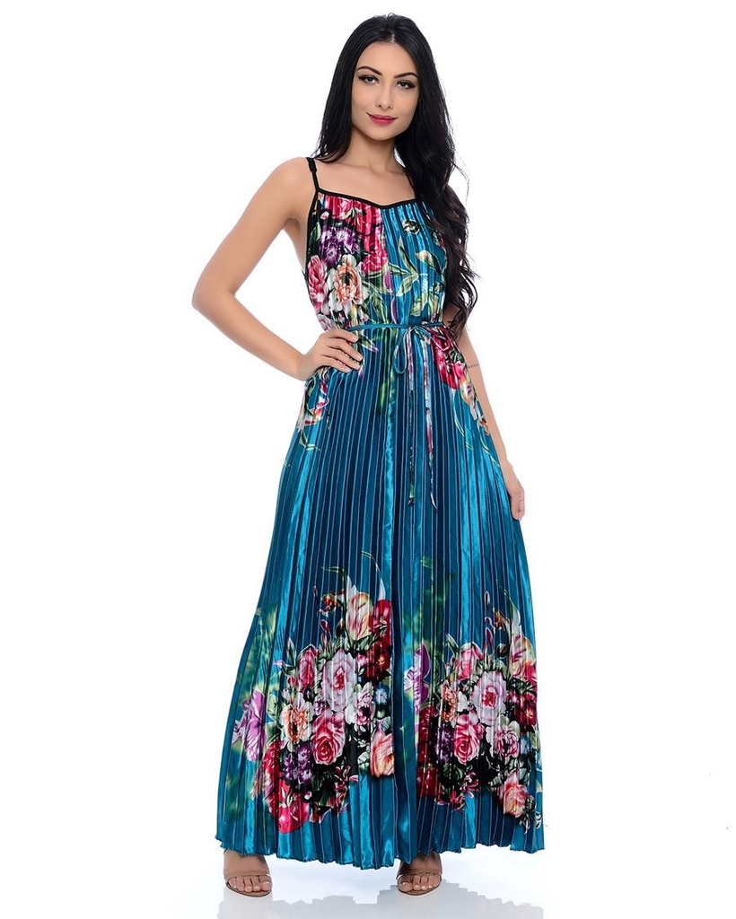 vestido cetim azul tiffany
