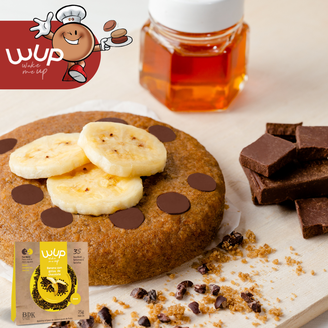 WUP Banana com Gotas de Chocolate Lanche Saudável - Wake Me UP