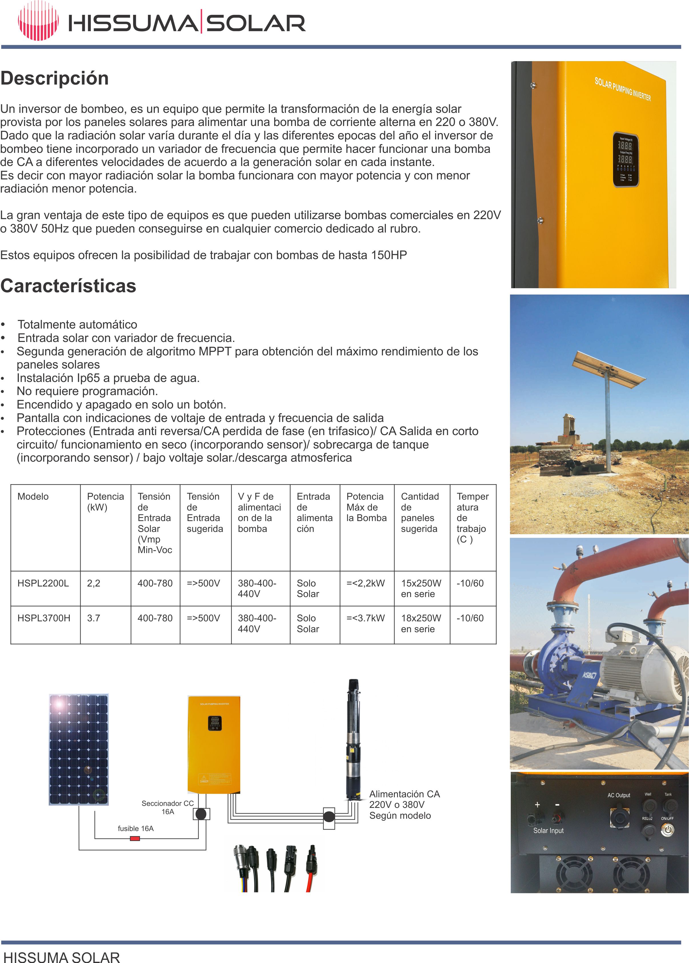 KIT BOMBEO SOLAR FV-BOMBAS-5,5HP TRIFÁSICA - METASOLAR