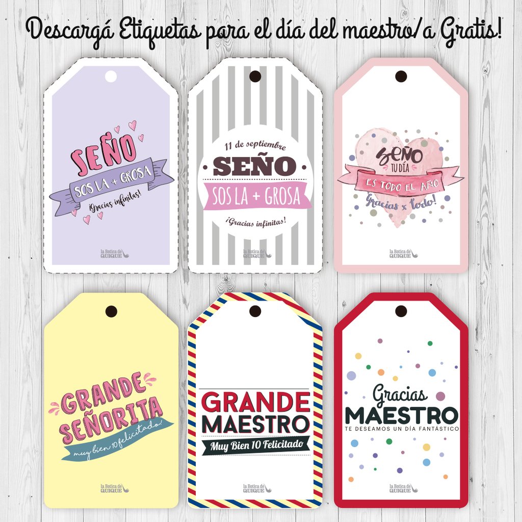 Etiquetas Día del Maestro Gratis - La Botica de Quique