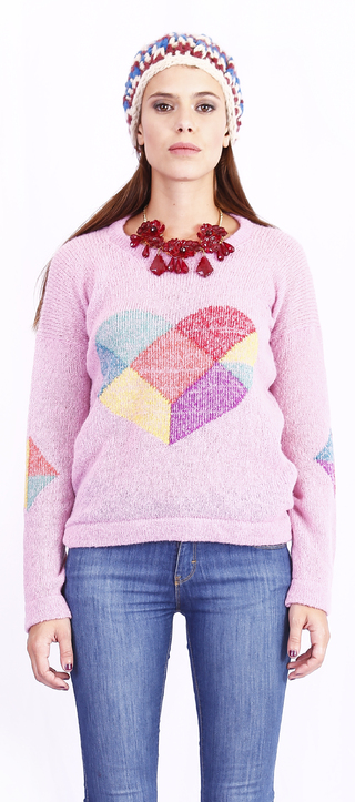 sweater corazon facetado rosa
