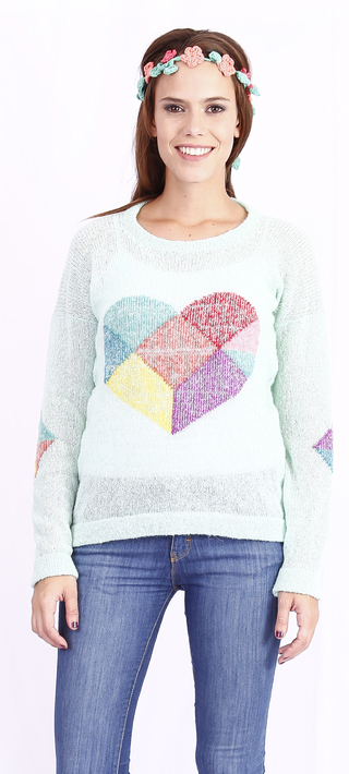 sweater corazon facetado verde