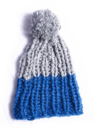 gorro bicolor azul y gris