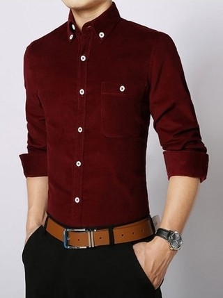 camisa guinda hombre