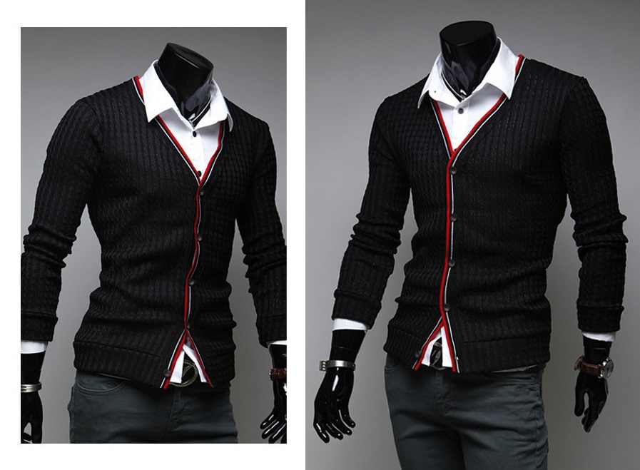 Cardigan / Sweater Moderno Tejido - Detalle en los Botones - Negro