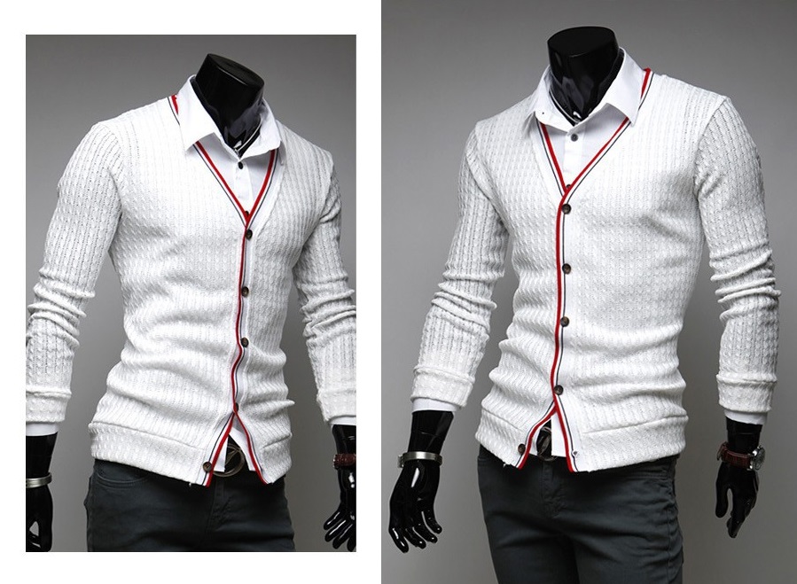Cardigan / Sweater Moderno Tejido - Detalle en los Botones - Blanco