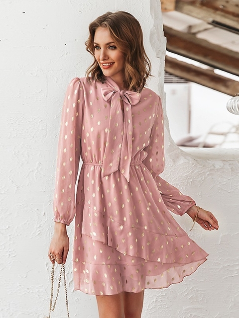 vestido rose com dourado