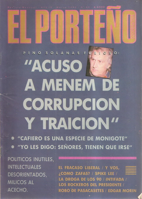 El Porteño N°99 - 1990 Pino Solanas Menem La vanguardia soviética Lita Hornick - Pil Trafa