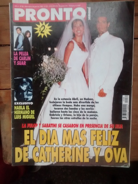 Revista Pronto - 8 de Abril de 1998 Catherine Fulop - Madonna - Juan Castro - Jorge Porcel - Moria Casan - Luis Vadala