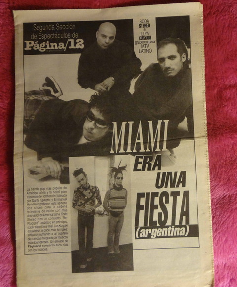 Suplemento Espectáculos Pagina 12 - Marzo de 1996 - Soda Stereo