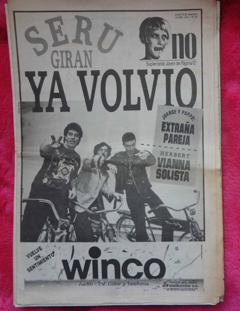 Suplemento NO - Pagina12 - 19 de Noviembre de 1992 - El regreso de Serú Giran - Pappo y Juanse