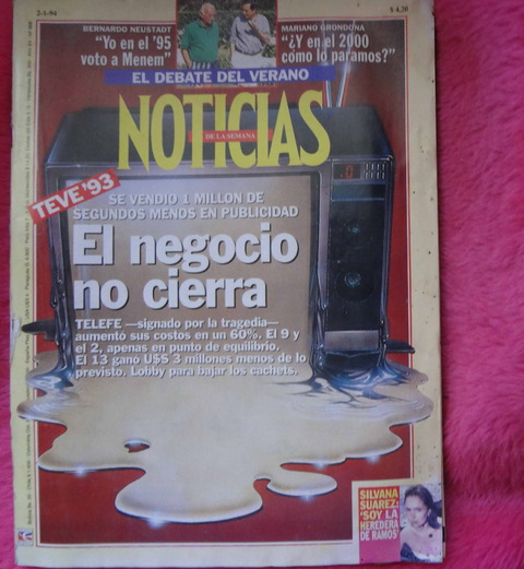 Revista Noticias 2 de Enero de 1994 - Divididos - Rodolfo Rabanal - Daniela Cardone