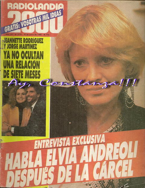 Revista Radiolandia 2000 - 15 de Junio de 1989 - Elvia Andreoli - Graciela Alfano - Pablito Ruiz