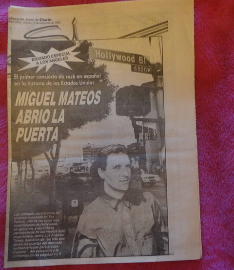 Suplemento SI de Clarín - 15 de Septiembre de 1989 - Miguel Mateos en EEUU