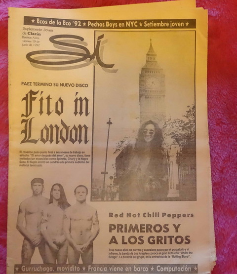 Suplemento SI de Clarín - 19 de Junio de 1992 - Fito Paez - Red Hot Chilli Peppers