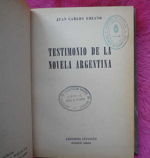 Testimonio de la novela argentina de Juan Carlos Ghiano 