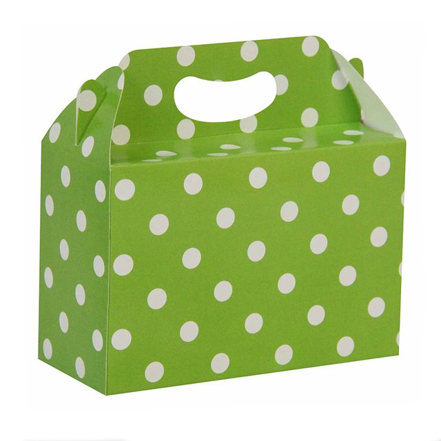 Caja de Cartón para Sorpresas Puntos Blancos sobre Verde Limón