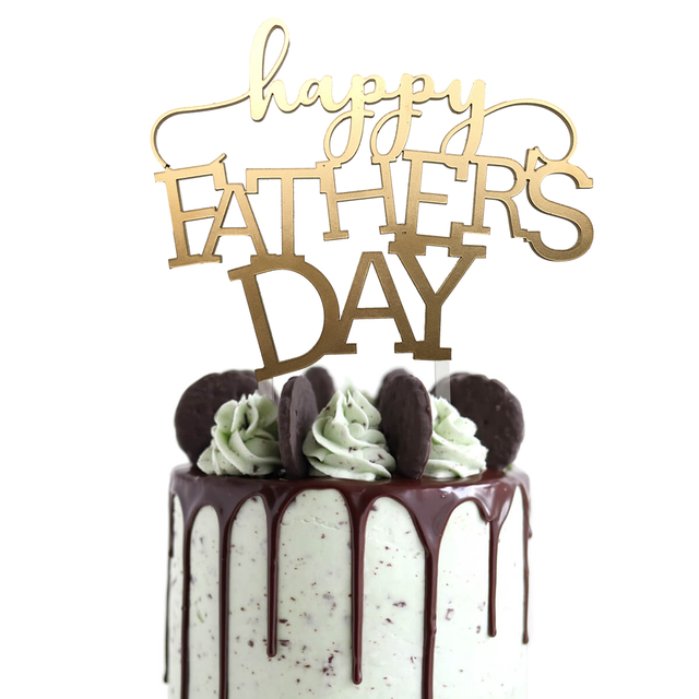 Download Topper para torta - Happy Fathers Day Dorado