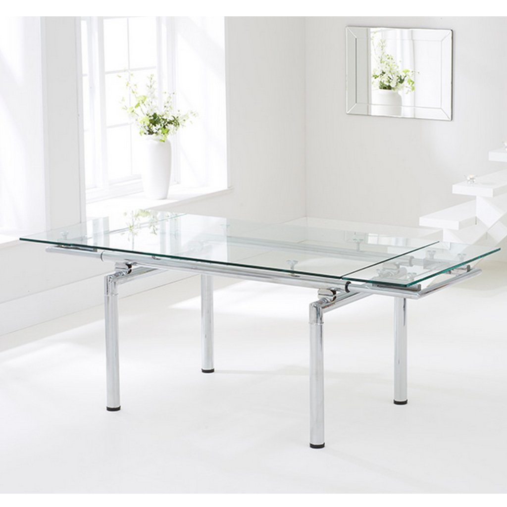 Mesa De Comedor Extensible Vidrio / Cromada 1,40 X 0,90 A 2,00 Mt ... Mesa De Comedor Extensible Vidrio / Cromada 1,40 X 0,90 A 2,00 Mt ...