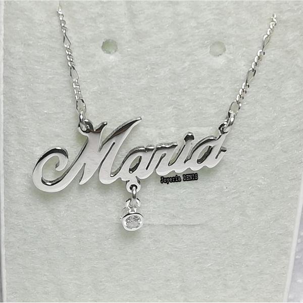 Cadena De Plata Con Nombre Dije cadena nombre plata 925 con detalle de cubic