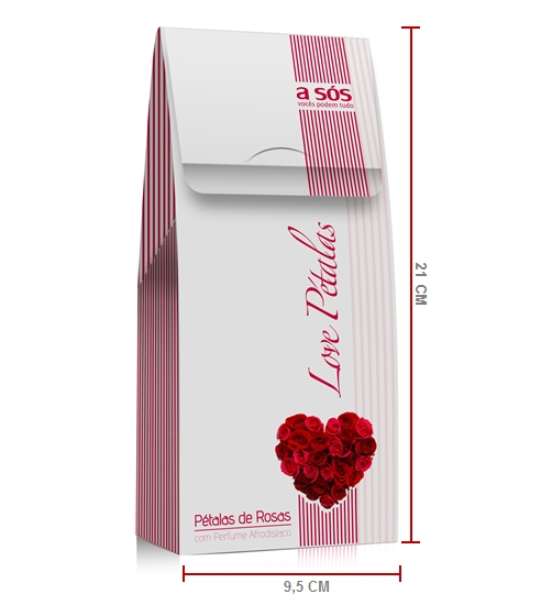 Dimensões da caixa do Love Pétalas Rosa Vermelha Perfumadas