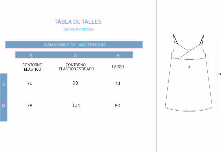 Tienda Online de barthesa - TABLA DE TALLES MATERNITY