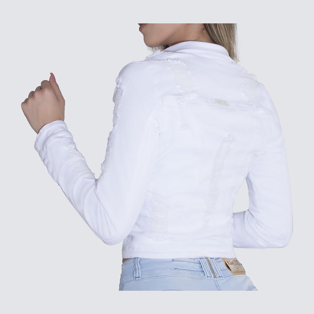 jaqueta de brim branca feminina
