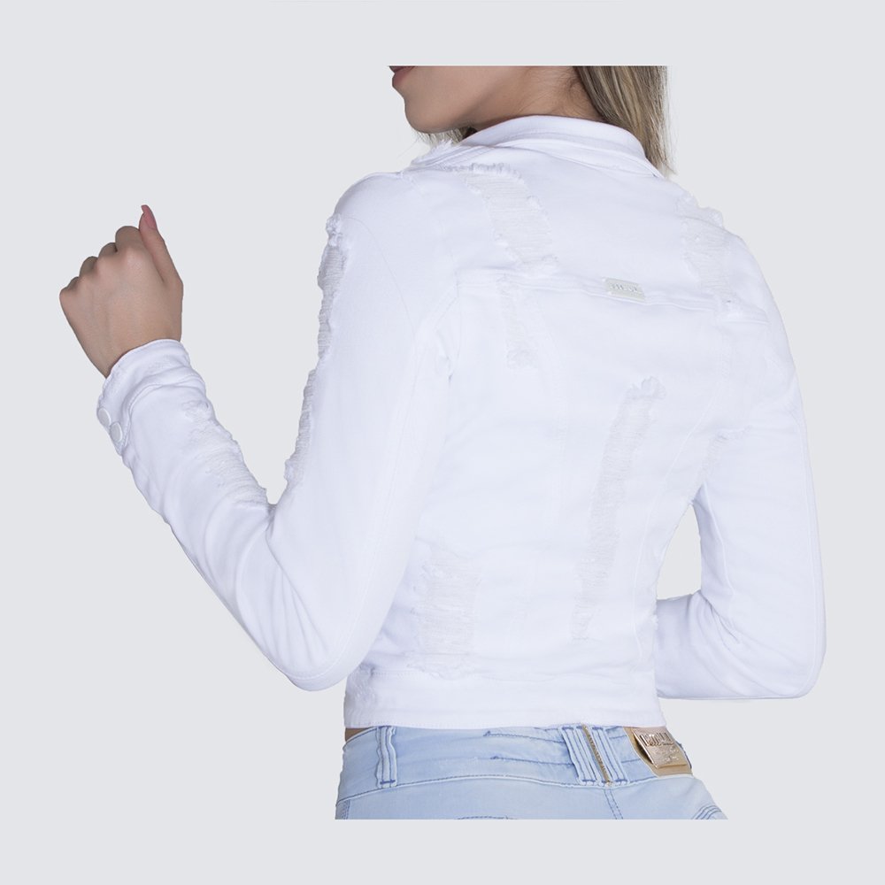 jaqueta jeans feminina branca