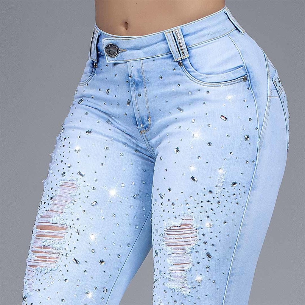 calça jeans feminina com pedrarias