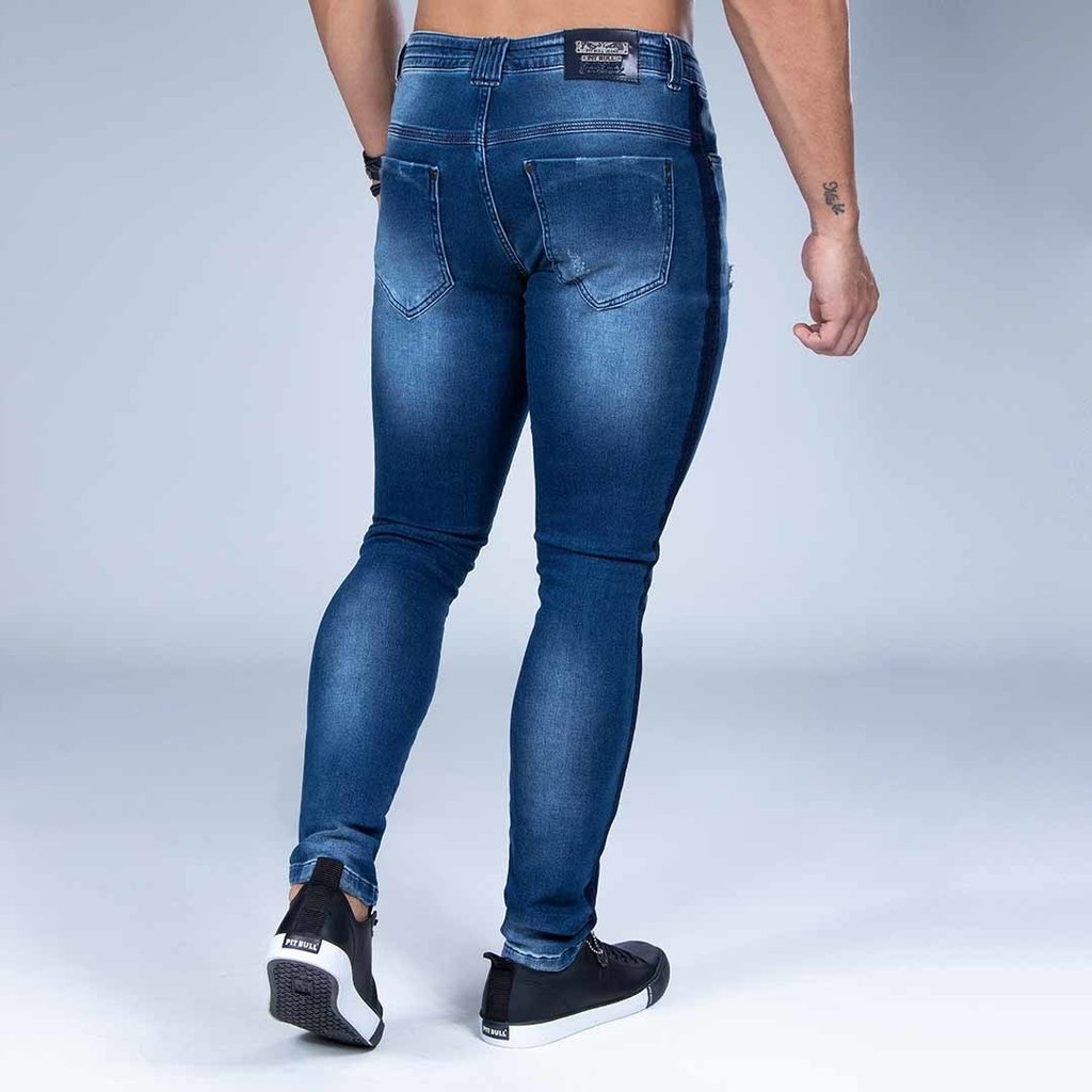 vestido jeans com listra do lado