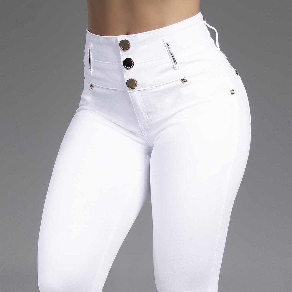 calça jeans branca cintura alta