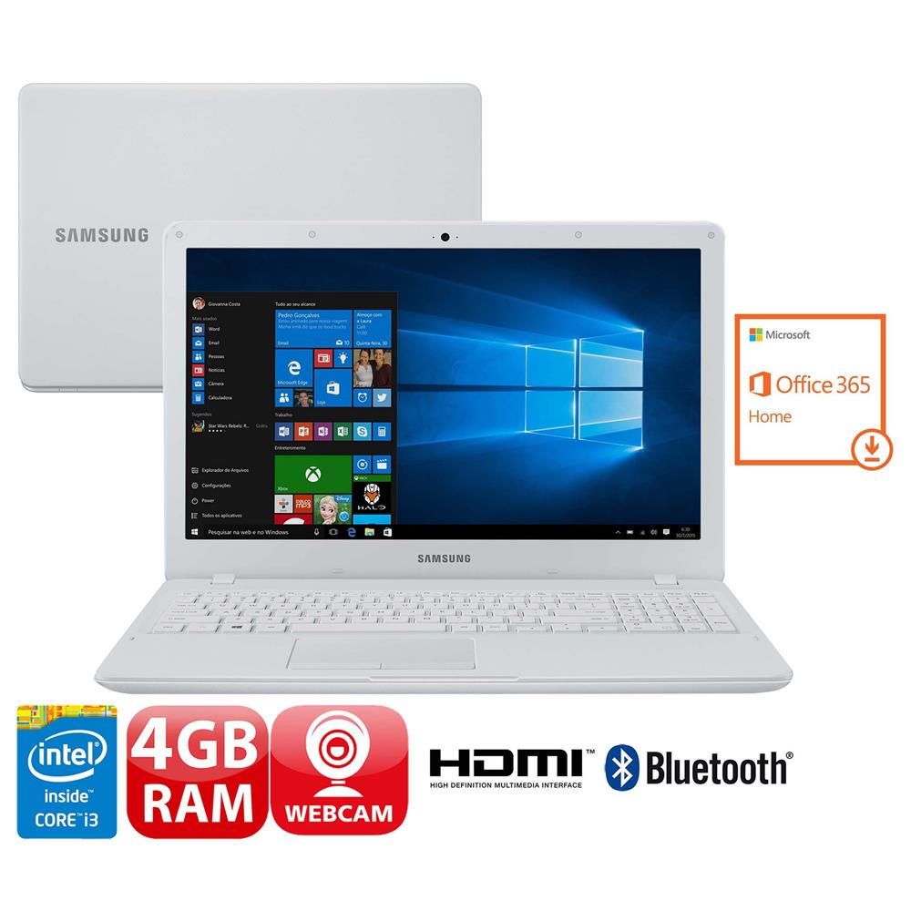 Notebook Samsung Essentials E34 NP300E5K-KF2BR BRANCO com Intel® Core(TM)  i3-5005U, 4GB, 1TB, HDMI, Wireless, Bluetooth, Webcam, LED Full HD 15.6" e  Windows 10