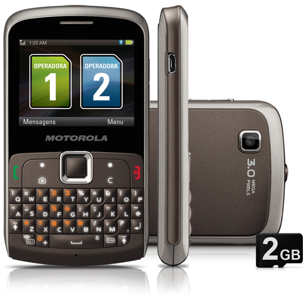 MOTOROLA EX115 MOTOKEY CINZA C/ CÂMERA 3MP, DUAL CHIP, MP3, FM, BLUETOOTH