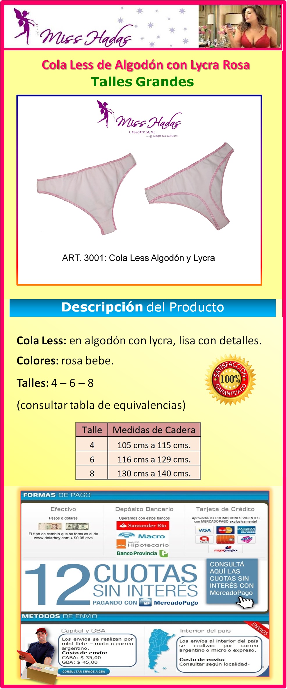 3001: Cola Less de Algodón y Lycra