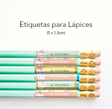 Etiquetas Escolares Unicornios Con Textos Editables