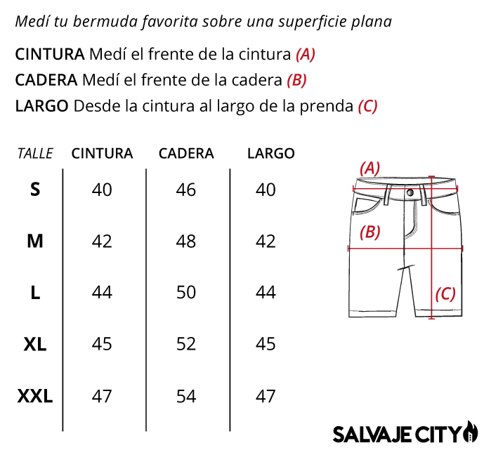 Tabla de talles buzios
