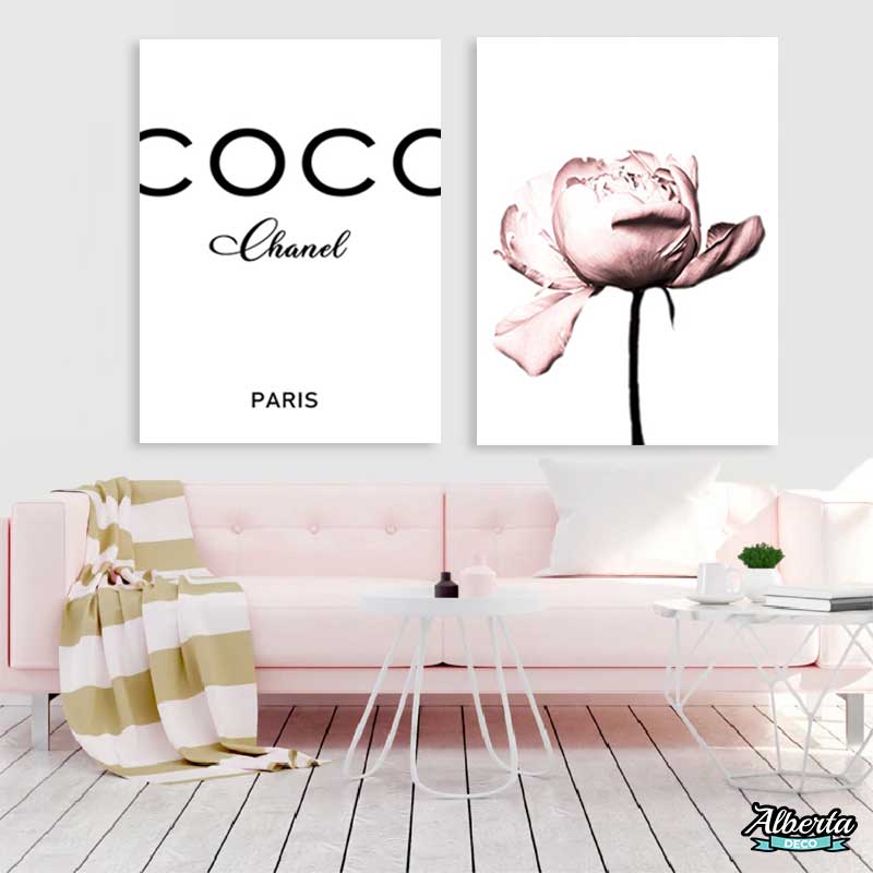 Díptico Coco Chanel y Flor Moderno